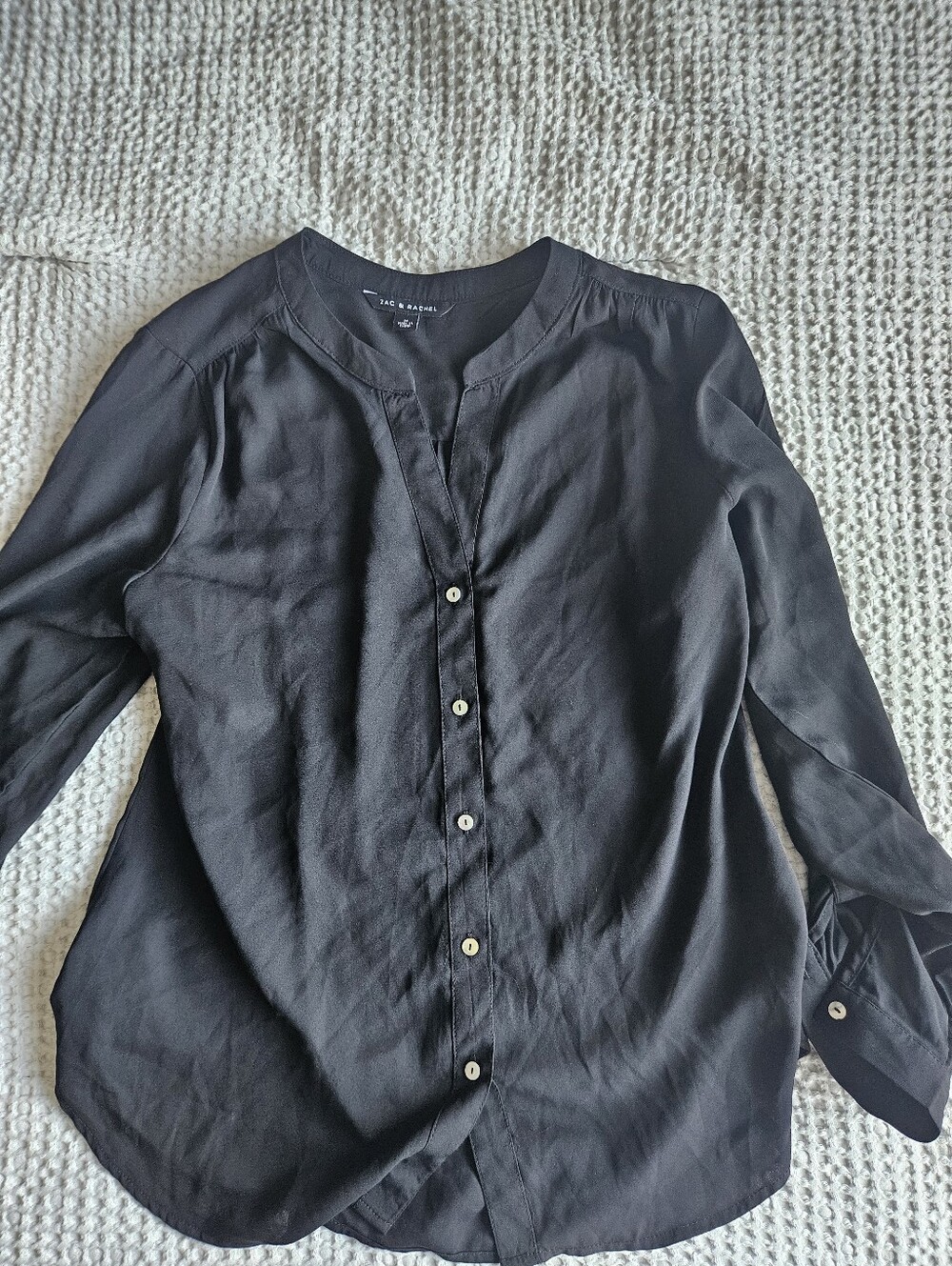 Zac & Rachel Black Long-Sleeve Button Blouse